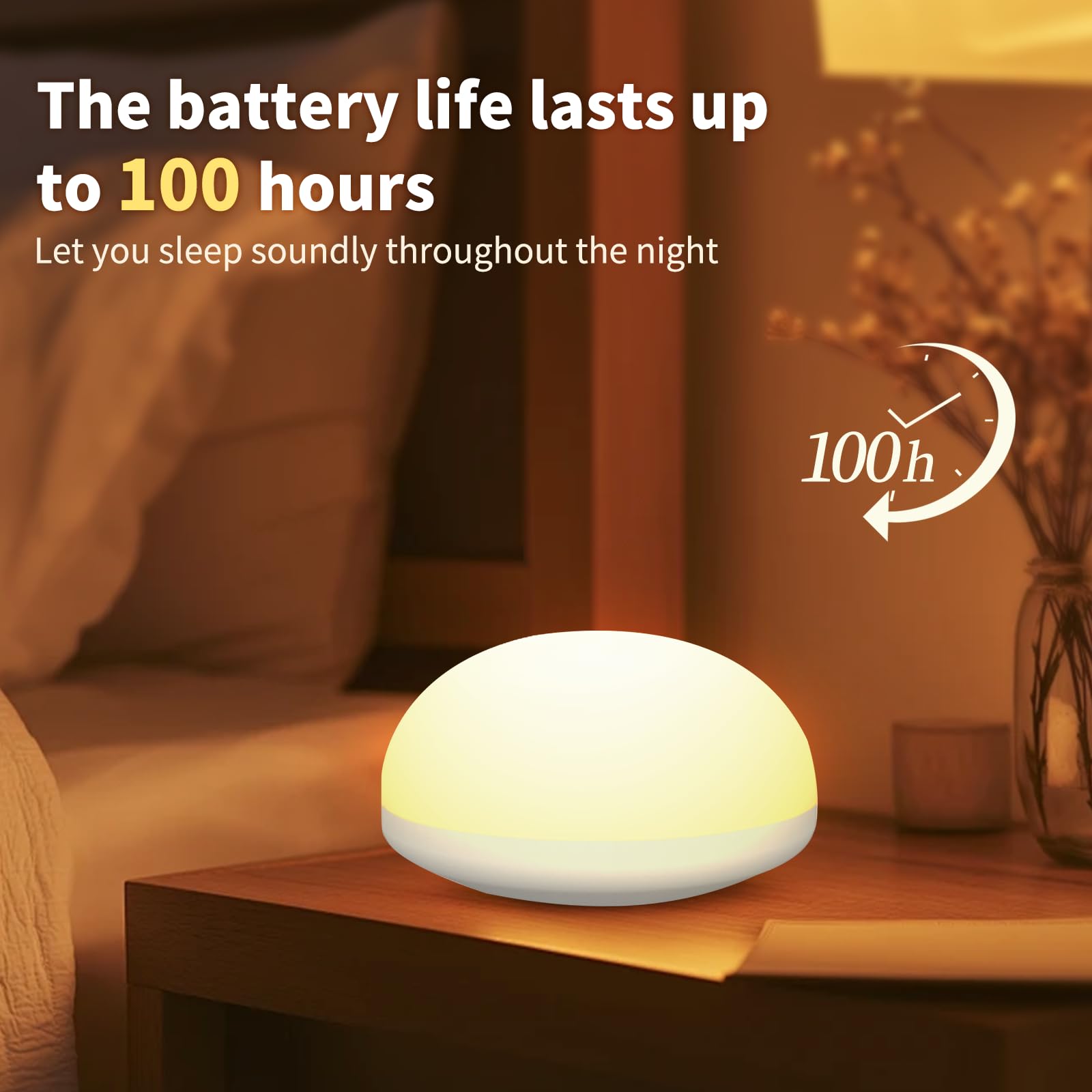 Touch Control Baby Night Light – Rechargeable Nursery Lamp with Adjustable Brightness & Color Temperature