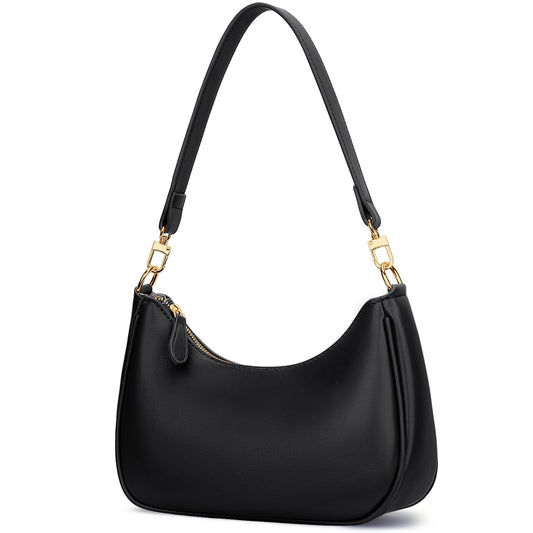 KKXIU Retro Shoulder Bag for Women – Versatile PU Leather Hobo, Clutch & Crossbody Handbag with Removable Straps (Black)