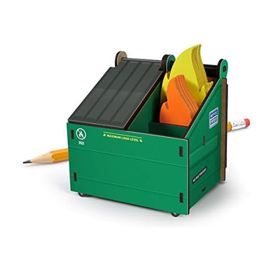 Genuine Fred Desk Dumpster Pencil Holder Funny 3-Compartment Office Organizer with Flame Note Cards