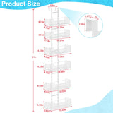 Hongtamoya Over-the-Door Metal Organizer – Adjustable 6-Basket Hanging Storage with Hooks for Home & Pantry (White)