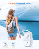 Compact Travel Power Strip with PD 20W USB-C Fast Charging – 7-Device Portable Charger with Flat Plug & Wrap Cord for Hotel, Cruise & Travel