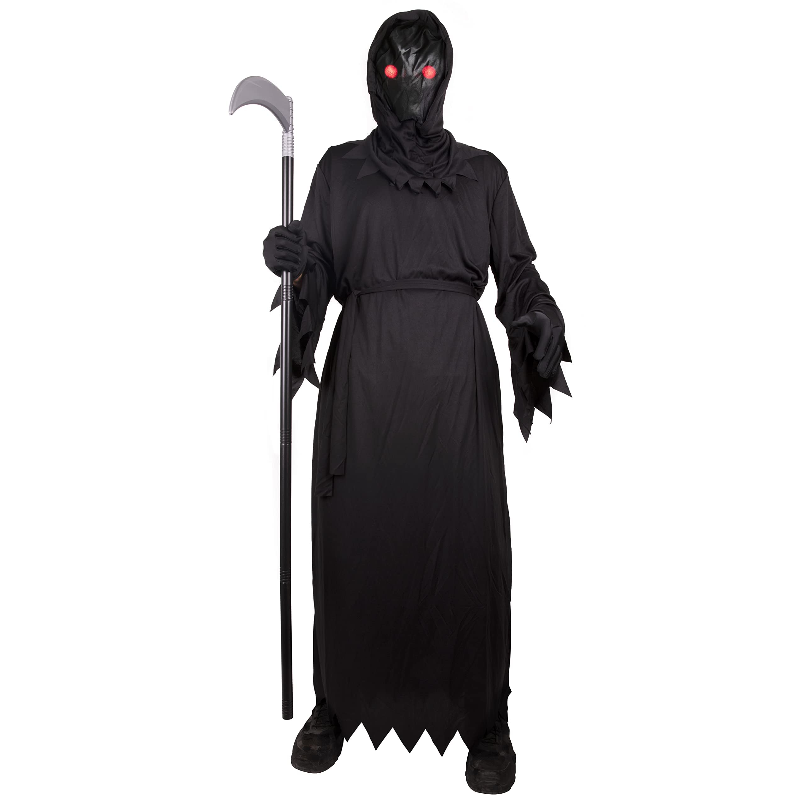 Grim Reaper Halloween Costume for Boys – LED Light-Up Glasses & Full Robe Set 💀⚡