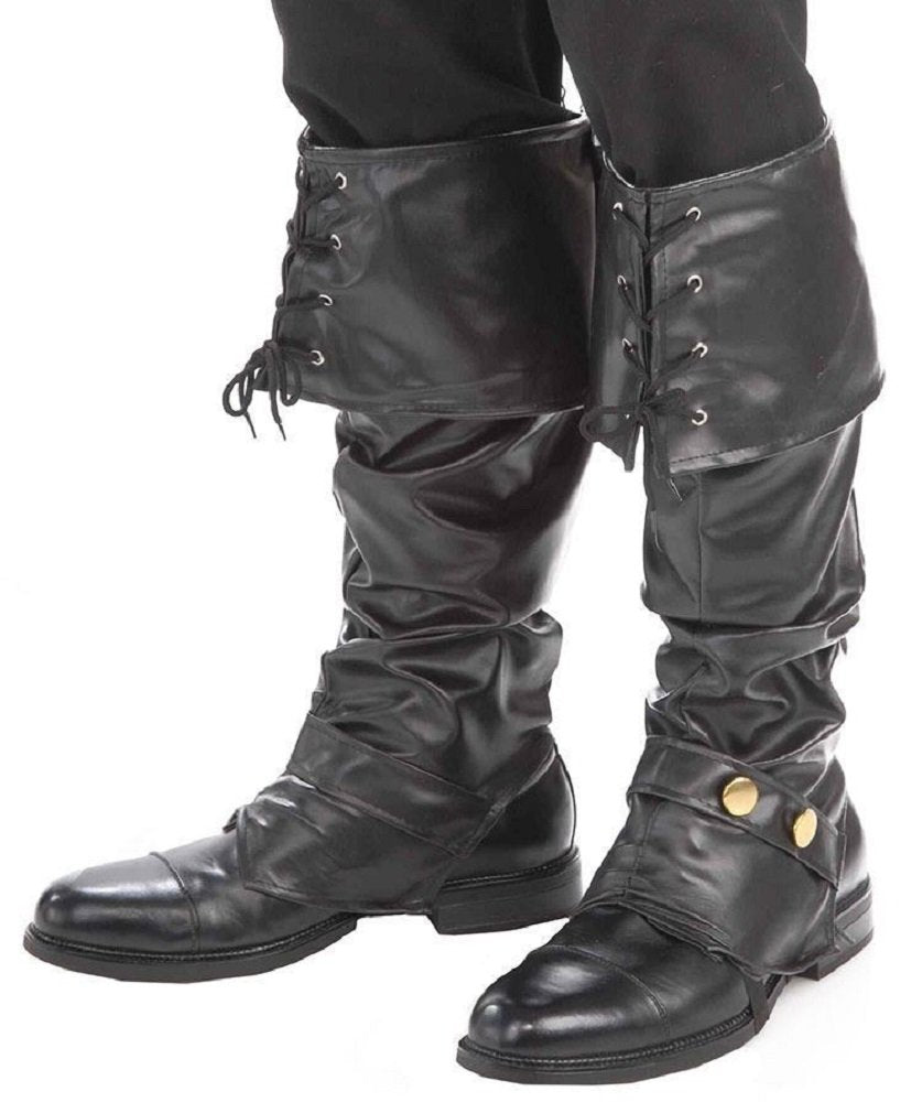 Black Knee-Length Boot Covers – Instant Pirate & Witch Costume Shoe Accessory