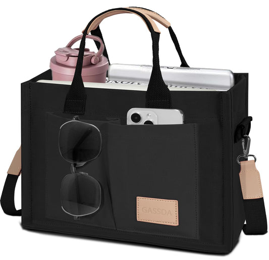 Canvas Tote Bag for Women – Eco-Friendly Waterproof Shoulder & Crossbody Tote with Pockets (Black)