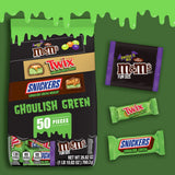Ghoulish Green Halloween Candy Mix – 50PCS SNICKERS, TWIX & M&M’s Assorted Chocolates 🍫💚 Spooky Limited Edition