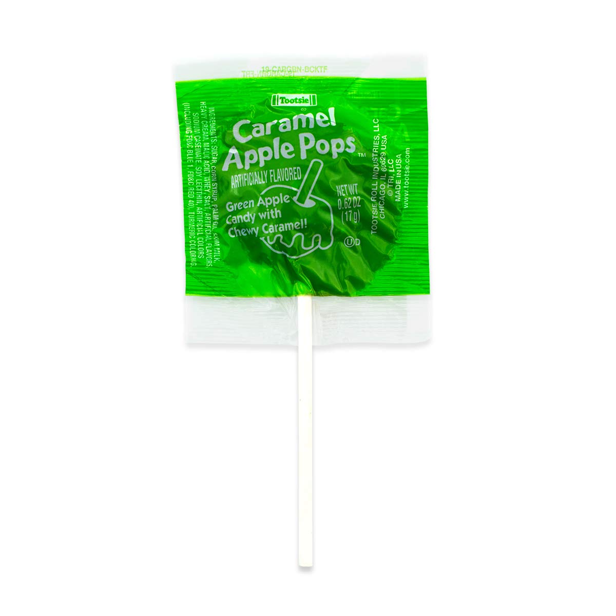 Tootsie Roll Caramel Apple Pops – Original Version (Box of 48) – Green Apple Lollipops Coated in Rich Caramel