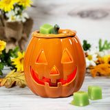 Halloween Wax Warmer – Pumpkin Orange Scented Wax Melt Burner by Scentsationals (Flameless, Safe & Festive Design)