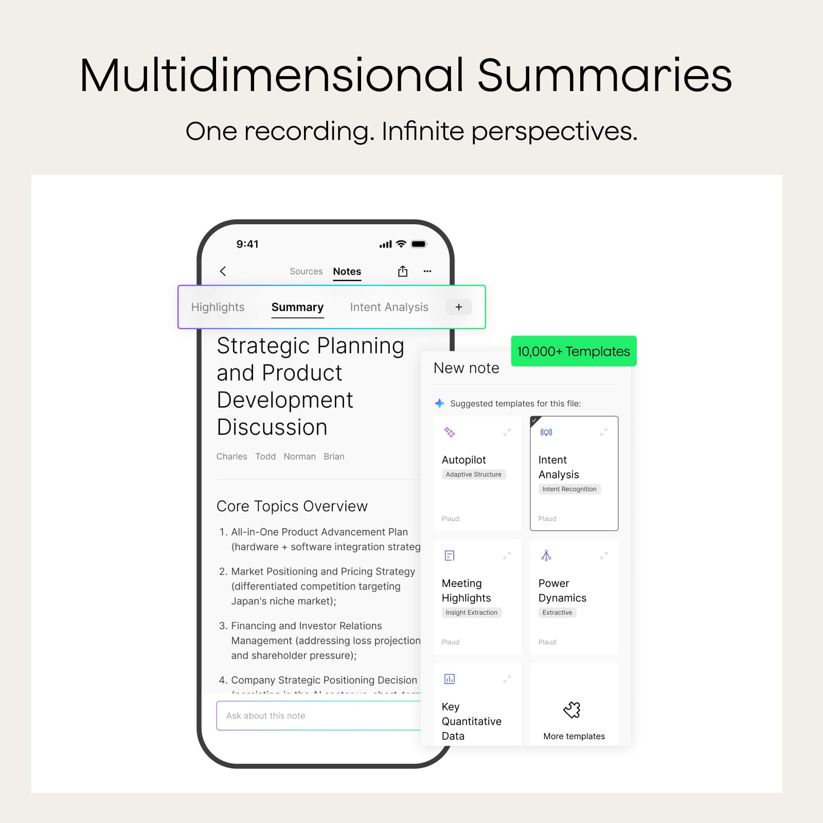PLAUB AI Note Taker – Ultra Slim Voice Recorder with AI Transcription & Meeting Summaries