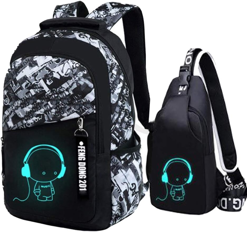 3-Piece Reflective School Backpack Set with Laptop Pocket