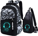 3-Piece Reflective School Backpack Set with Laptop Pocket