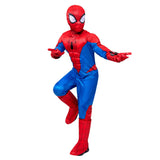 Marvel Spider-Man Youth Deluxe Costume – Padded Jumpsuit with Gloves & Detachable Fabric Mask for Kids