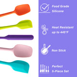 5-Piece Silicone Spatula Set – Heat Resistant, One-Piece Design with Stainless Steel Core