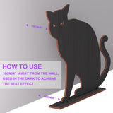 2PCS Halloween Black Cat Wooden Decorations with Purple LED Lights – Spooky Tabletop Décor for Indoor & Outdoor Displays