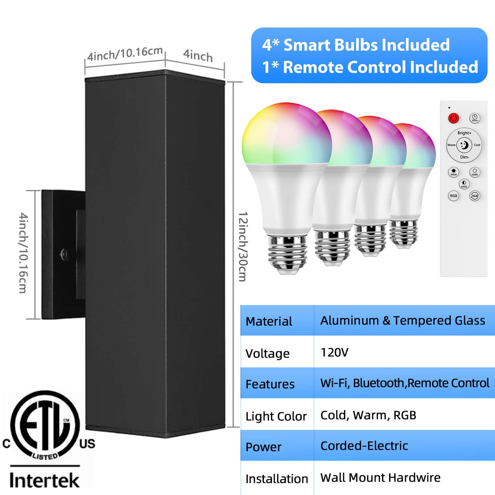 Smart RGB Outdoor Wall Light – Festive Color Changing Up & Down Sconce with Alexa