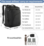 MATEIN 40–45L Expandable Carry-On Travel Backpack with Convertible Carry – Airline Approved – Black