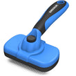 Swihauk Self-Cleaning Slicker Brush for Dogs & Cats – Gentle Deshedding Grooming Tool (Blue)