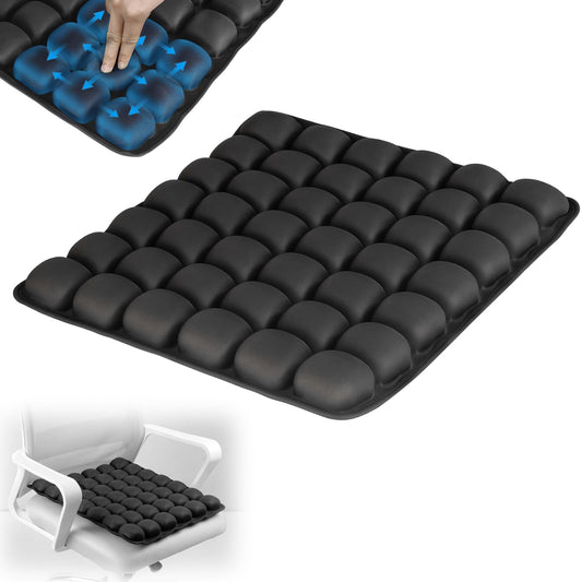 Inflatable Ergonomic Travel Seat Cushion with Airbag Support – Portable Orthopedic Air Cushion for Airplane, Car, Office & Wheelchair (Black)