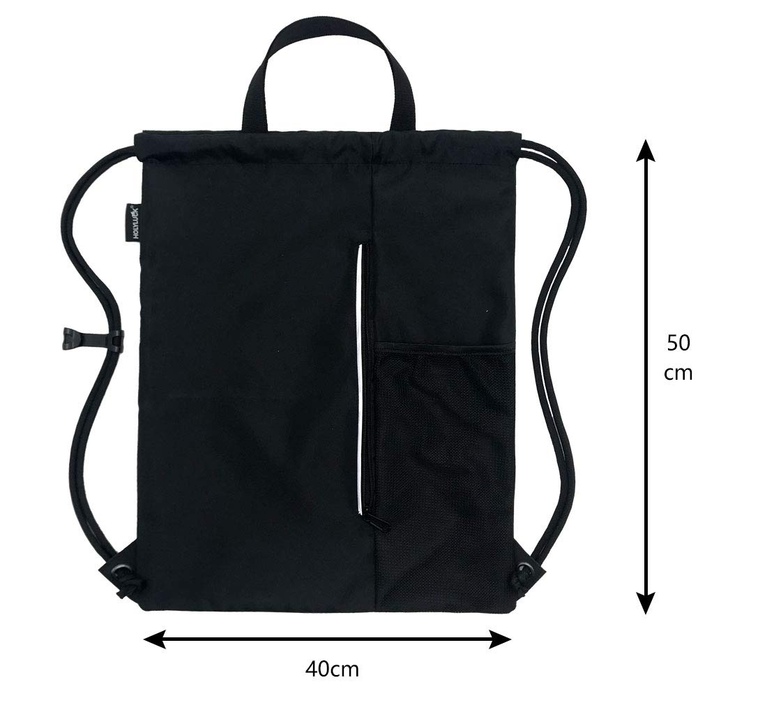 HOLYLUCK Waterproof Drawstring Gym Backpack – Lightweight Sports Sack with Zipper Pocket for Travel & Training (Dark Grey)