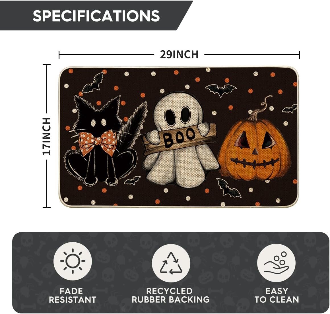 Artoid Mode Halloween Doormat – Non-Slip Rubber Welcome Mat for Entryway & Porch (17x29", Black)