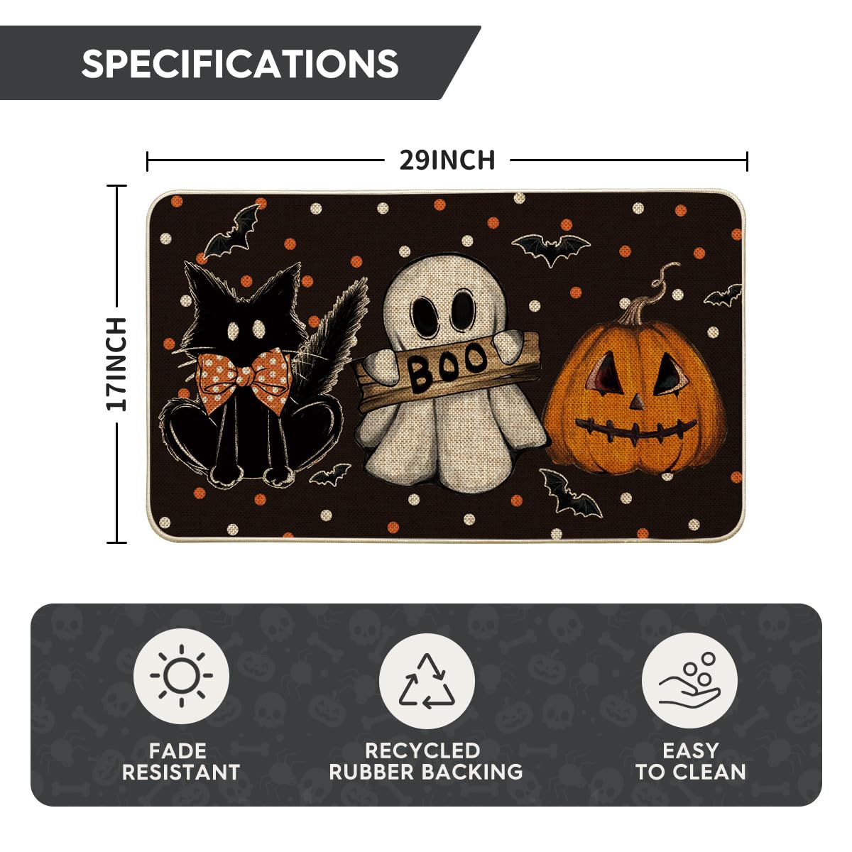 Artoid Mode Halloween Doormat – Non-Slip Rubber Welcome Mat for Entryway & Porch (17x29", Black)