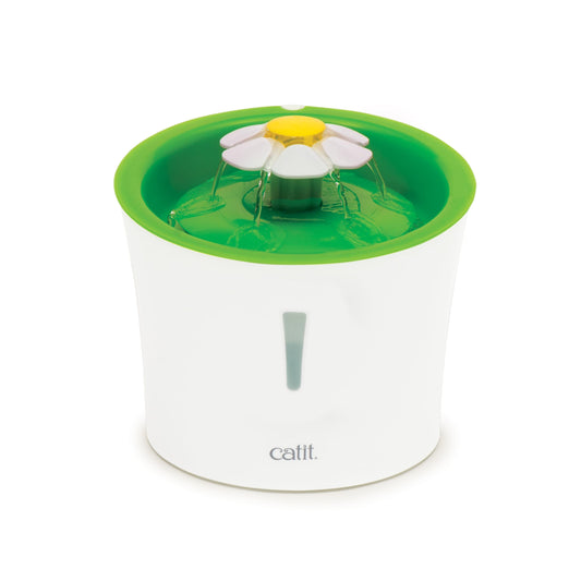 Catit Flower Cat Water Fountain 3L with Triple Action Filter, Ultra Quiet Pump & Multi-Flow Hydration System – BPA-Free Green Pet Fountain