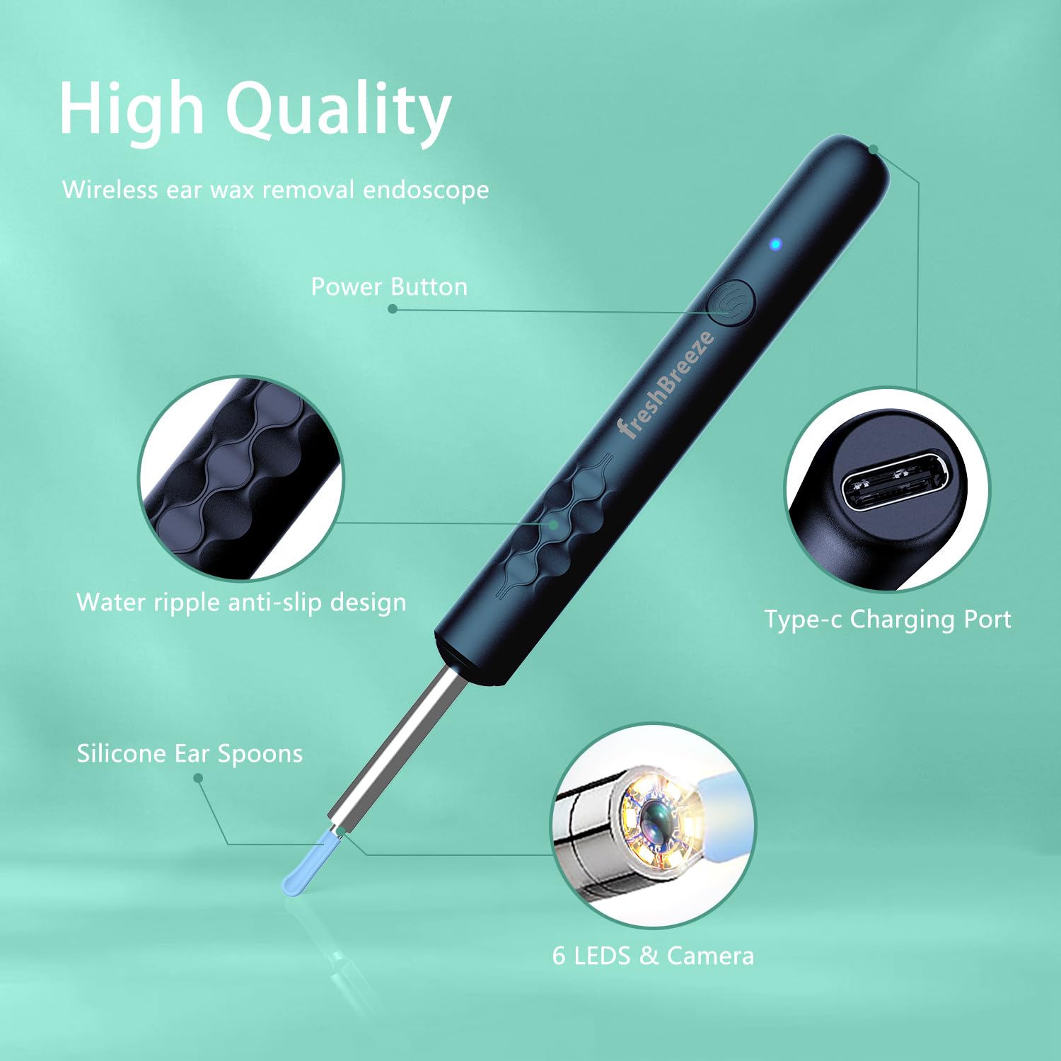 Smart HD Ear Wax Removal Tool with Wireless Camera & LED Illumination – Rechargeable Visual Ear Cleaner for Safe and Precise Ear Care (Blue Edition)