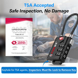 Forge TSA Approved Cable Luggage Locks 4 Pack, Durable 3 Digit Combination Travel Locks for Suitcases, Backpacks & Gym Bags