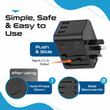 Universal Travel Power Adapter with USB-C & USB-A – Worldwide Plug Adapter for US, EU, UK, AU with 45W Fast Charging