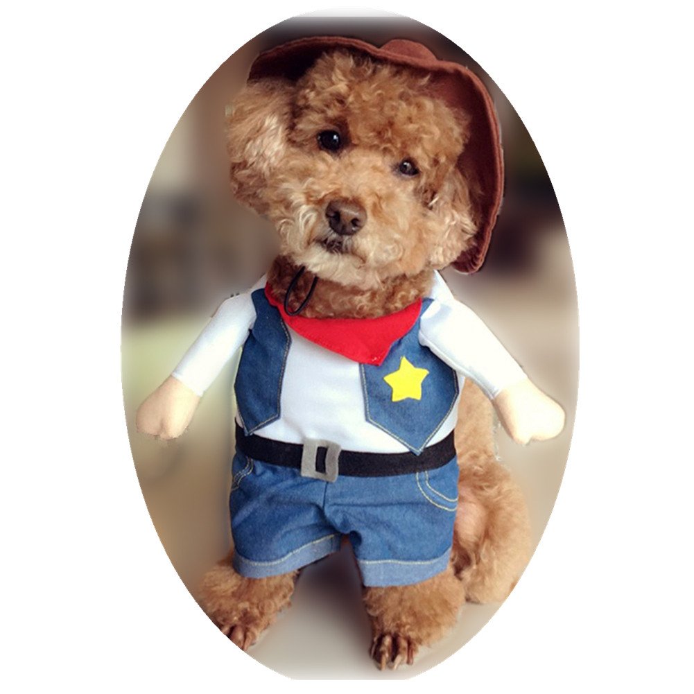 Funny Cowboy Dog Costume – Dark Blue Western Pet Outfit for Halloween & Parties