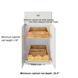 DINDON Slim Oak Wood 2-Tier Pull-Out Cabinet Organizer – Narrow Dual-Level Slide-Out Drawer for Under-Cabinet Storage
