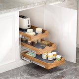 3-Tier Wooden Pull-Out Cabinet Drawer – Vertical Slide-Out Storage System for Kitchen, Pantry & Bathroom