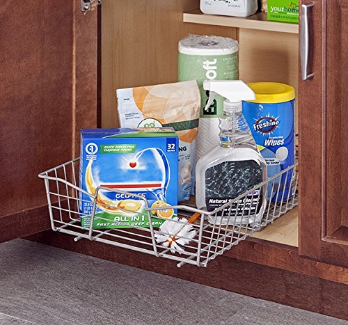 ClosetMaid Nickel Pull-Out Cabinet Organizer – Heavy-Duty Slide-Out Drawer for Kitchen, Bathroom & Pantry Cabinets