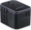 EPICKA Universal Travel Adapter – Worldwide Plug Adapter with 3 USB-C & 2 USB-A Ports (Black)