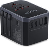 EPICKA Universal Travel Adapter – Worldwide Plug Adapter with 3 USB-C & 2 USB-A Ports (Black)