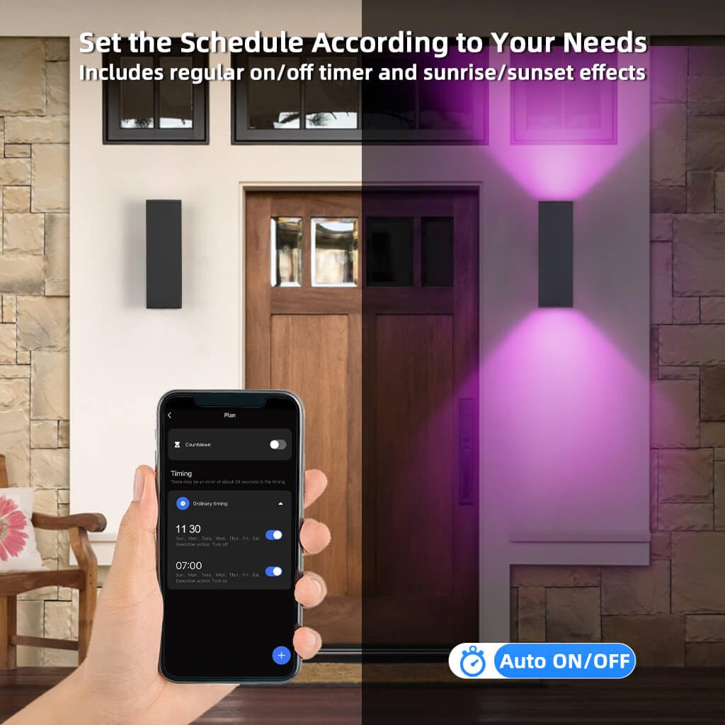 Smart RGB Outdoor Wall Light – Festive Color Changing Up & Down Sconce with Alexa