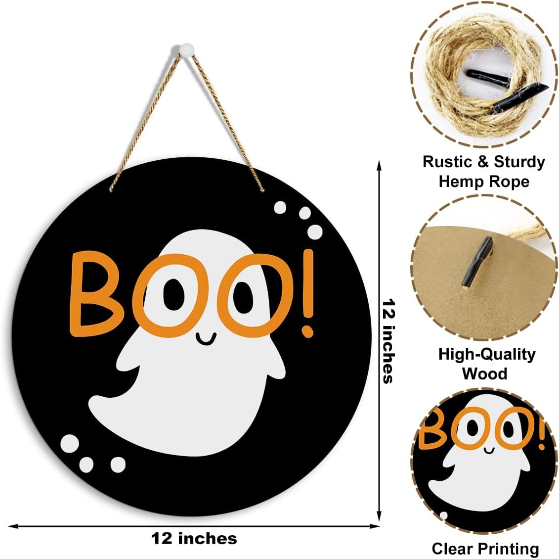 Fall Wooden Round Sign – 12" Rustic Farmhouse Hanging Autumn Decor with Jute Rope for Home & Office