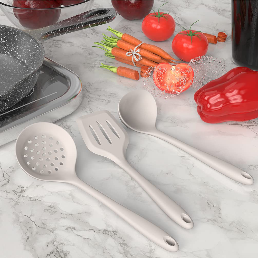 15-Piece Food-Grade Silicone Kitchen Utensil Set with Holder – Heat Resistant, Non-Stick Safe (Khaki)