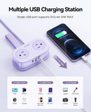 7-in-1 Travel Power Strip with USB-C – Portable Extension Cord with 4 AC Outlets & Flat Plug