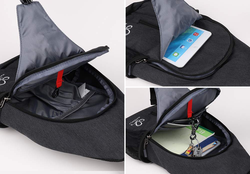 Waterfly Crossbody Sling Backpack – Travel & Hiking Chest Bag, Black