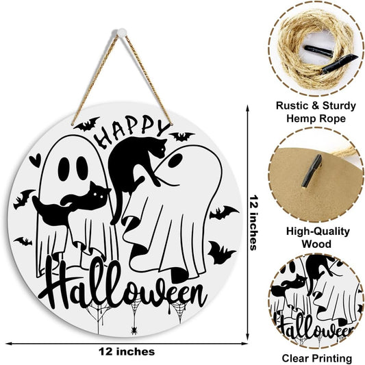 Autumn Wooden Round Sign – 12" Rustic Farmhouse Hanging Fall Decor with Jute Rope