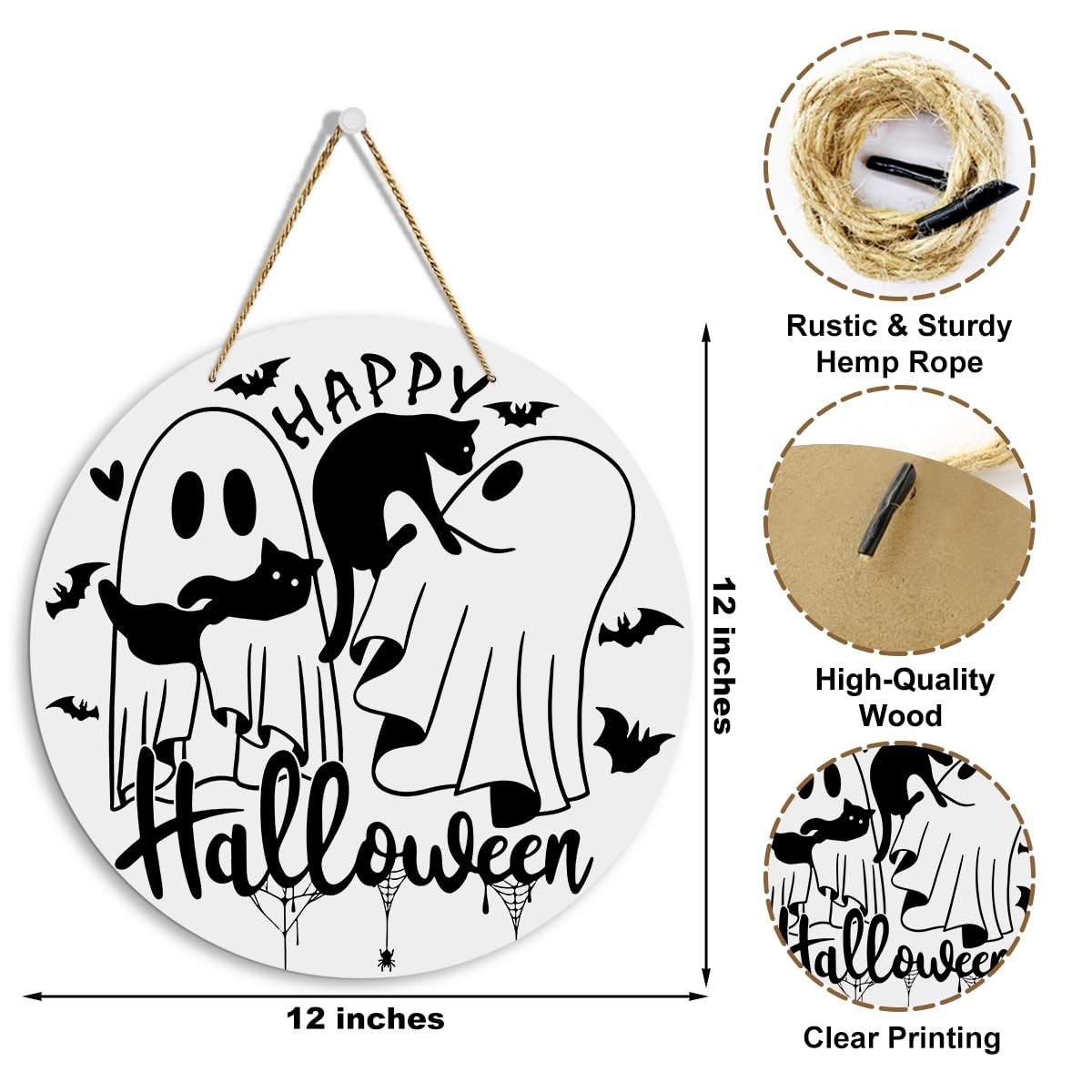 Autumn Wooden Round Sign – 12" Rustic Farmhouse Hanging Fall Decor with Jute Rope