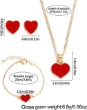 Girls Red Heart Costume Set – Jacket, Pants, Wig & Accessories (Bracelet, Necklace, Earrings, Hairpin)