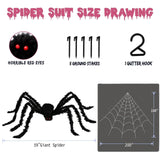 Giant Halloween Spider Web Decoration Set – 59" Hairy Spider + 200"x188" Triangular Web with Hooks & Stakes (Black & White)