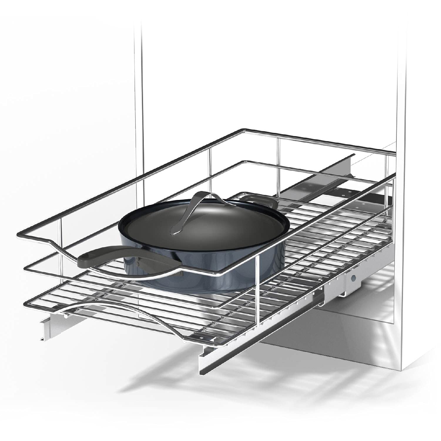 Home Zone Living Pull-Out Cabinet Organizer – Smooth Slide-Out Drawer for Space-Saving Kitchen Storage