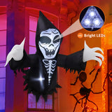 GOOSH 4.2 FT Halloween Inflatables Grim Reaper Broke Out from Window Outdoor Decorations Blow Up with Built-in LEDs for Halloween Party Indoor, Outdoor, Yard, Garden Decor