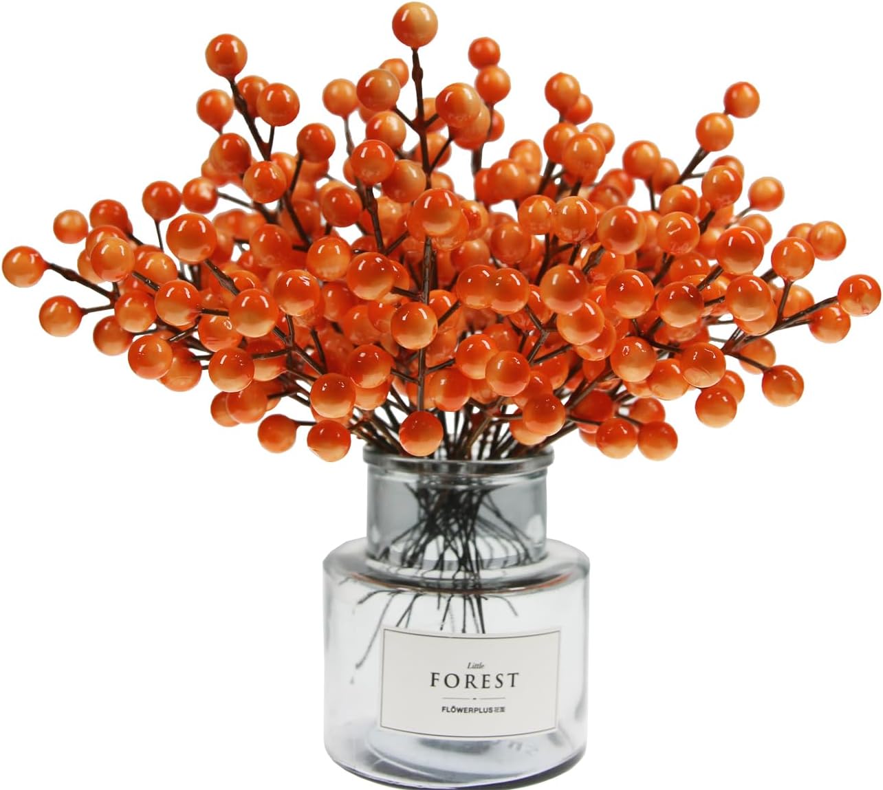 30Pcs Artificial Orange Berry Picks – Realistic Faux Holly Sprigs & Fall Stems for Halloween, Thanksgiving & Home Decoration (8.8 Inches)