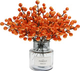 30Pcs Artificial Orange Berry Picks – Realistic Faux Holly Sprigs & Fall Stems for Halloween, Thanksgiving & Home Decoration (8.8 Inches)