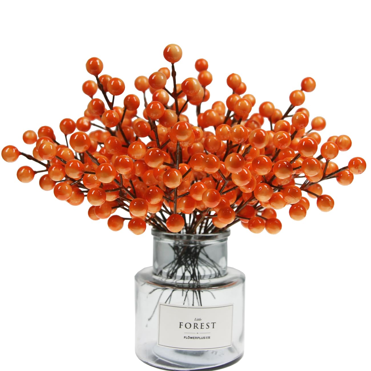 30Pcs Artificial Orange Berry Picks – Realistic Faux Holly Sprigs & Fall Stems for Halloween, Thanksgiving & Home Decoration (8.8 Inches)