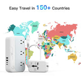 250W Universal Voltage Converter – US to Europe 220V to 110V Travel Power Converter with Worldwide Plug Set (White)