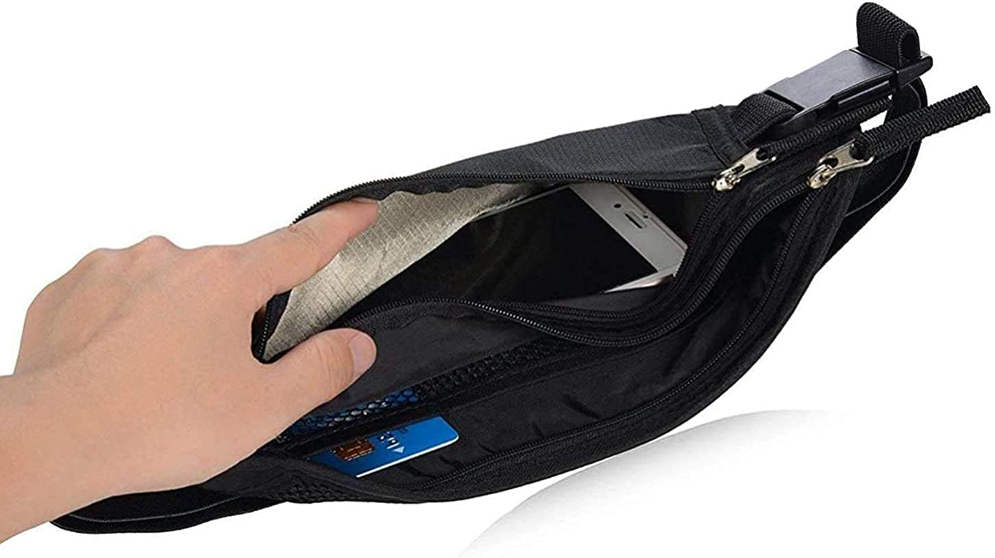 RFID Blocking Money Belt & Passport Holder – Hidden Travel Wallet for Men & Women (Black)